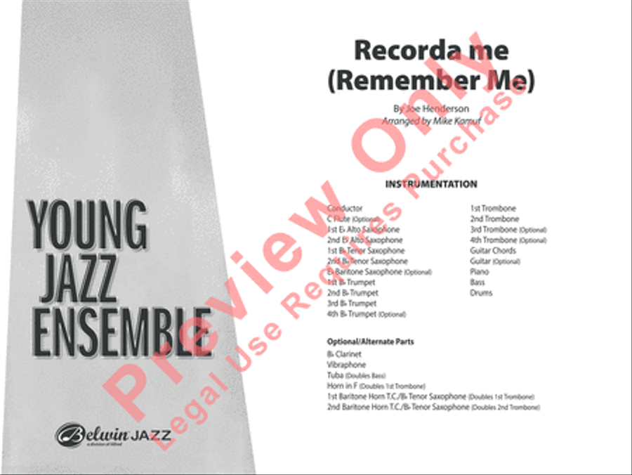 Recorda Me Recorda Me Jazz Ensemble scores gallery preview page 2