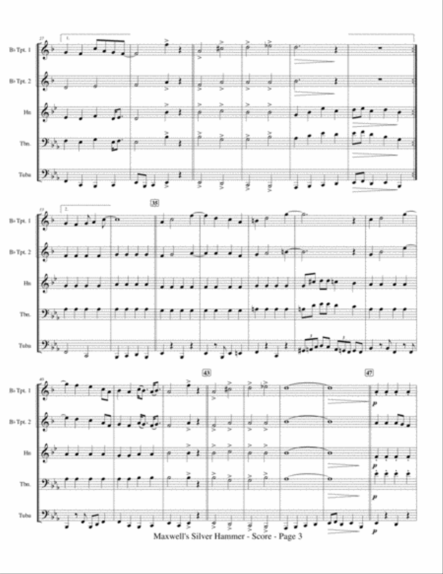 Maxwell's Silver Hammer Brass Ensemble scores gallery preview page 5
