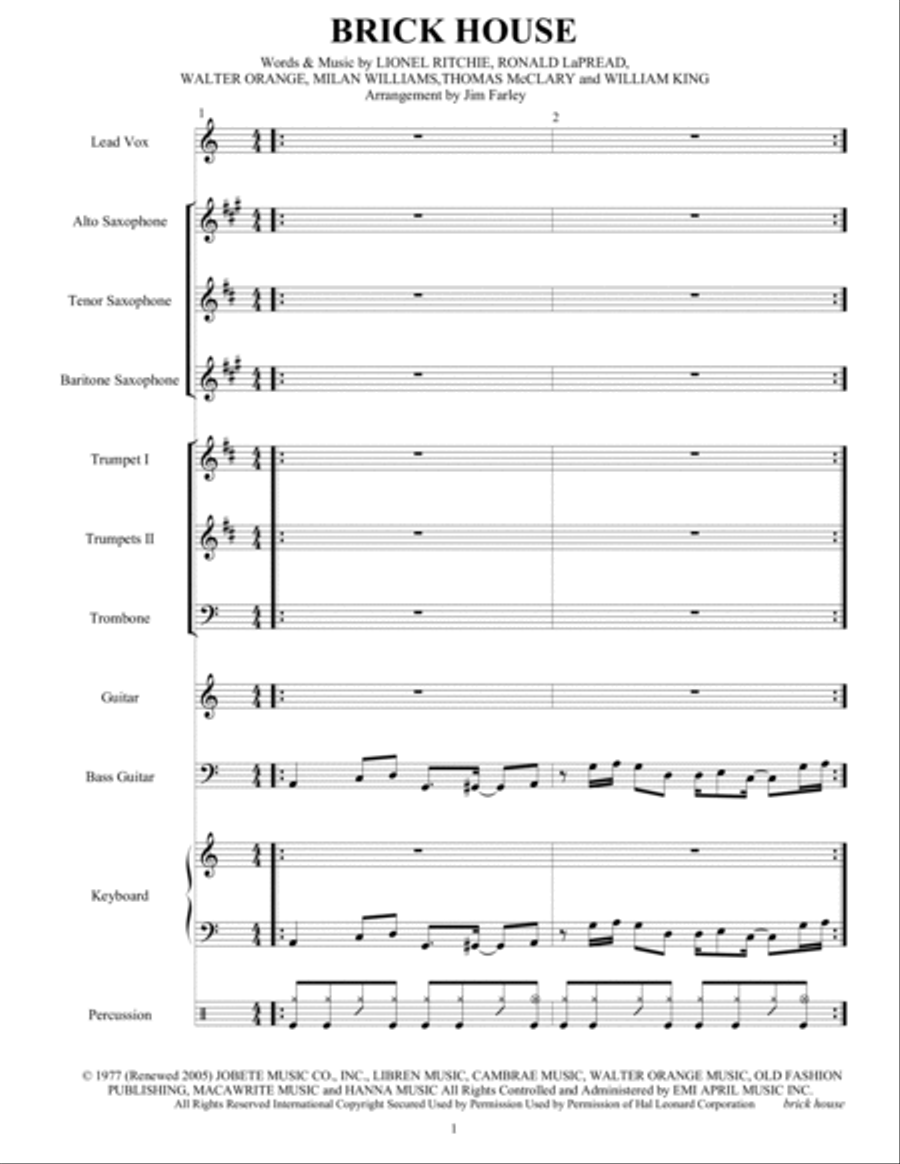 Brick House Tenor Saxophone scores gallery preview page 3