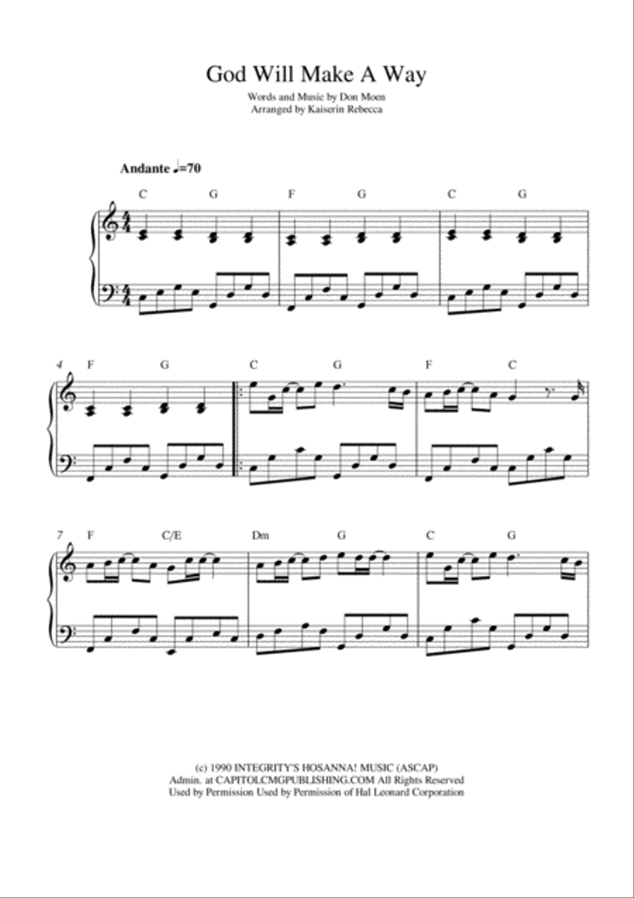 God Will Make A Way Easy Piano scores gallery preview page 1