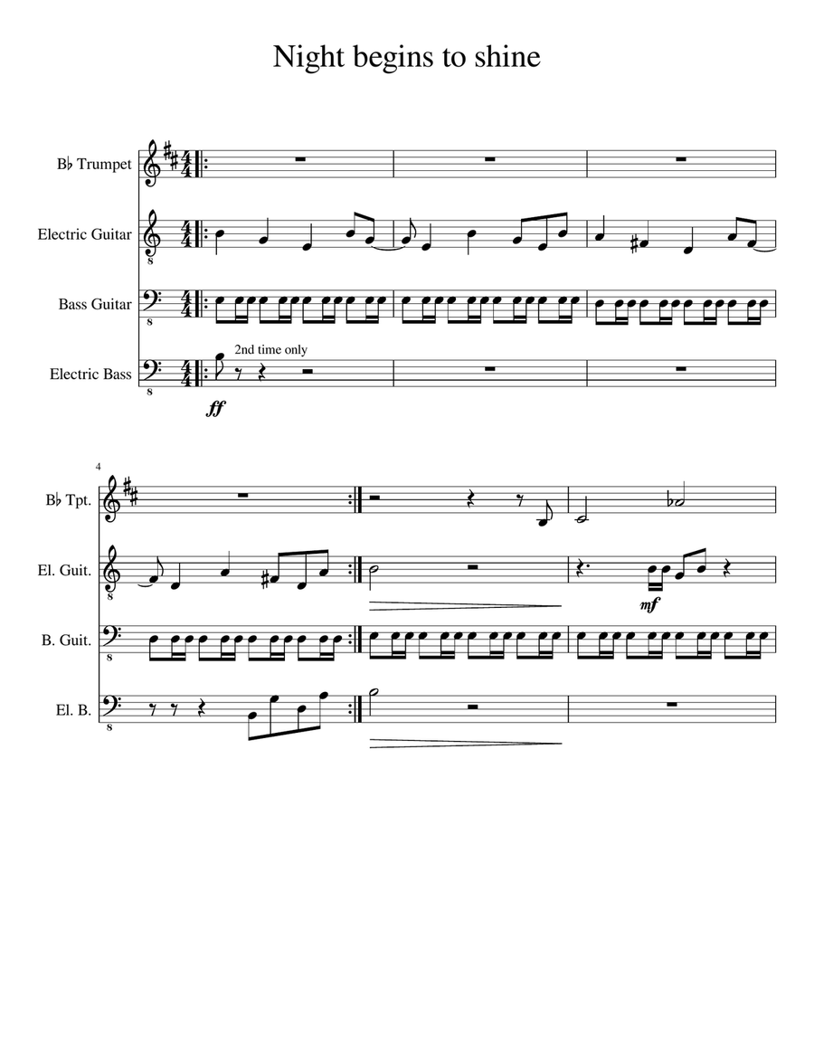 The Night Begins to shine Small Ensemble scores gallery preview page 1