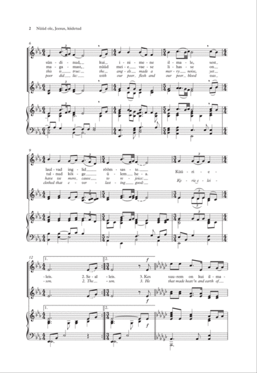 Nüüd ole, Jeesus, kiidetud (Now blessed be thou, Christ Jesu) Women's Choir scores gallery preview page 2
