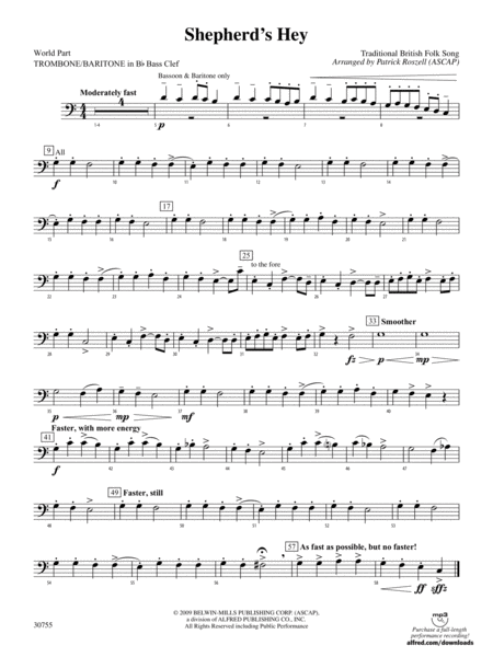 Shepherd's Hey: (wp) 1st B-flat Trombone B.C.