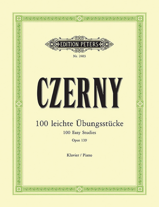 Book cover for 100 Easy Studies Op. 139 for Piano