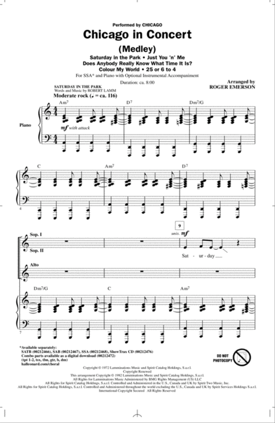 Chicago In Concert (Medley) SSA scores gallery preview page 1