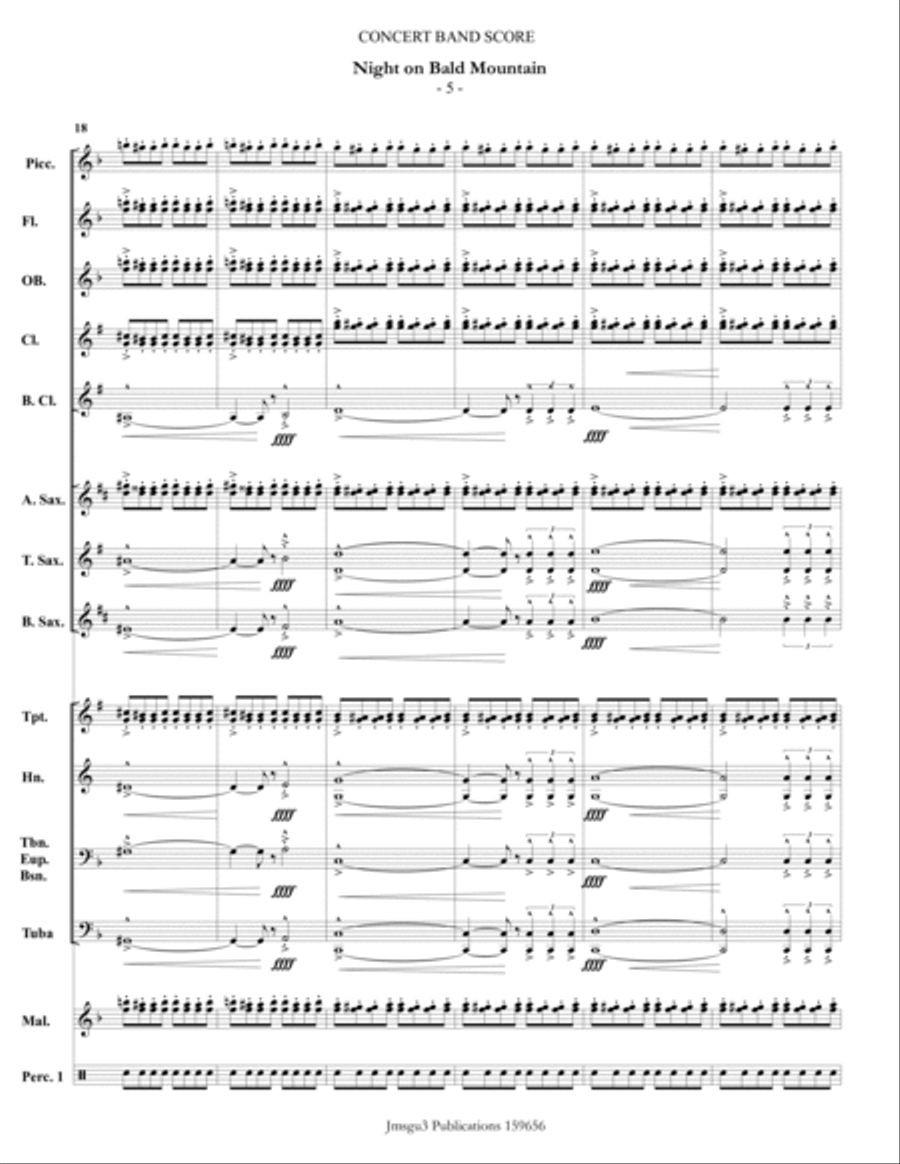 Mussorgsky: Night on Bald Mountain for Concert Band Concert Band scores gallery preview page 5