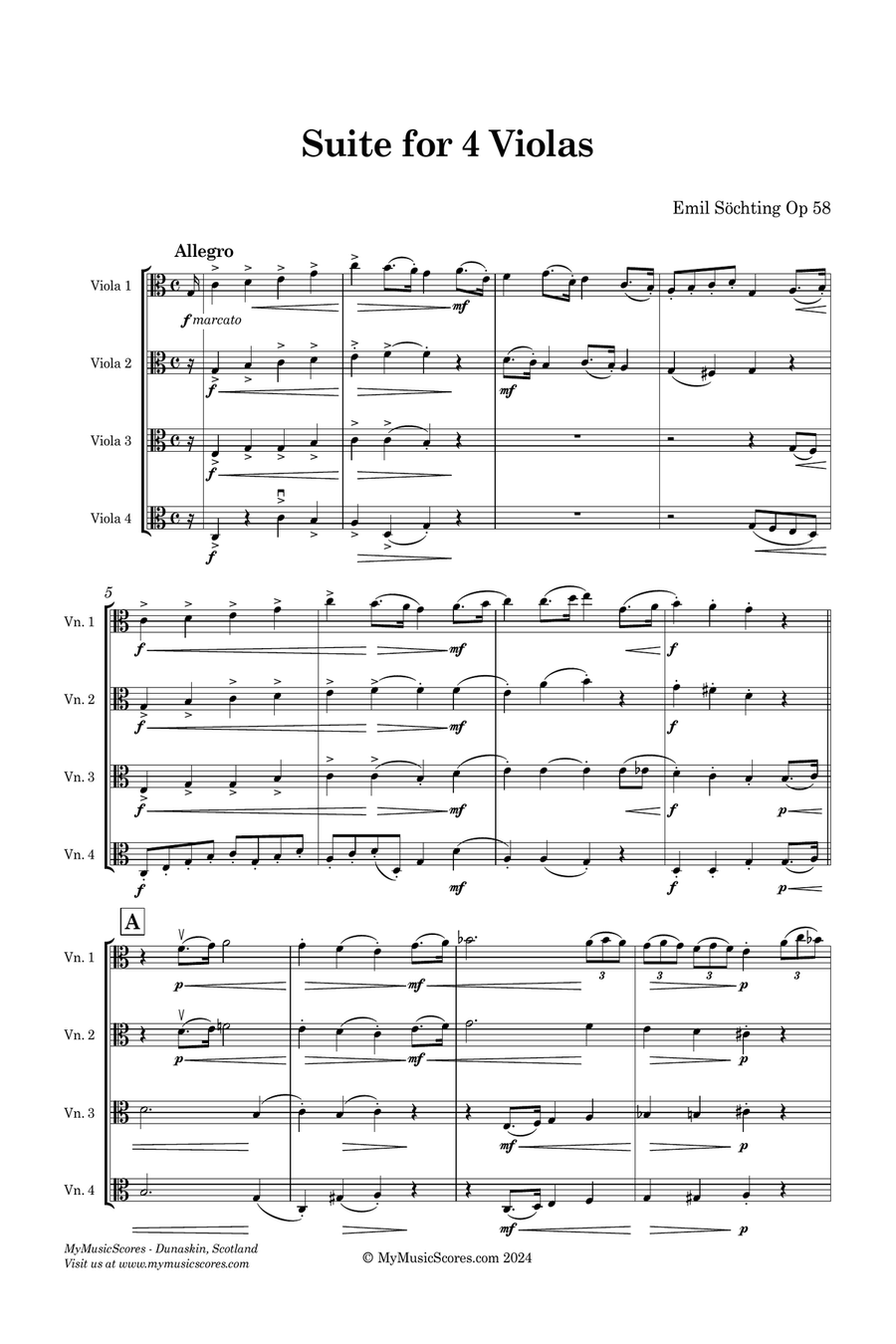 Söchting Suite for 4 Violas Op. 58 for 4 Violas Small Ensemble scores gallery preview page 2