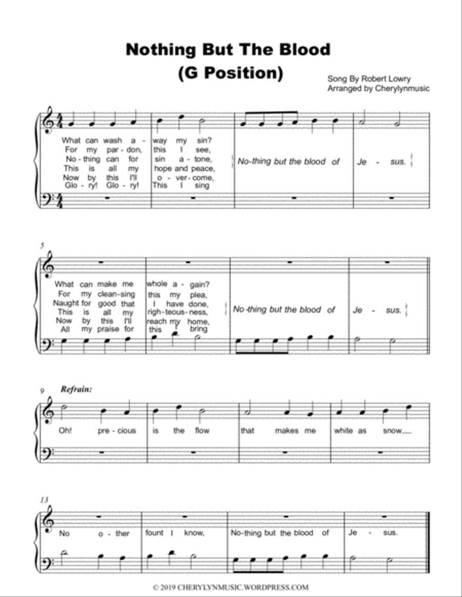 Nothing But The Blood of Jesus (Easy Piano) (G Position) image number null