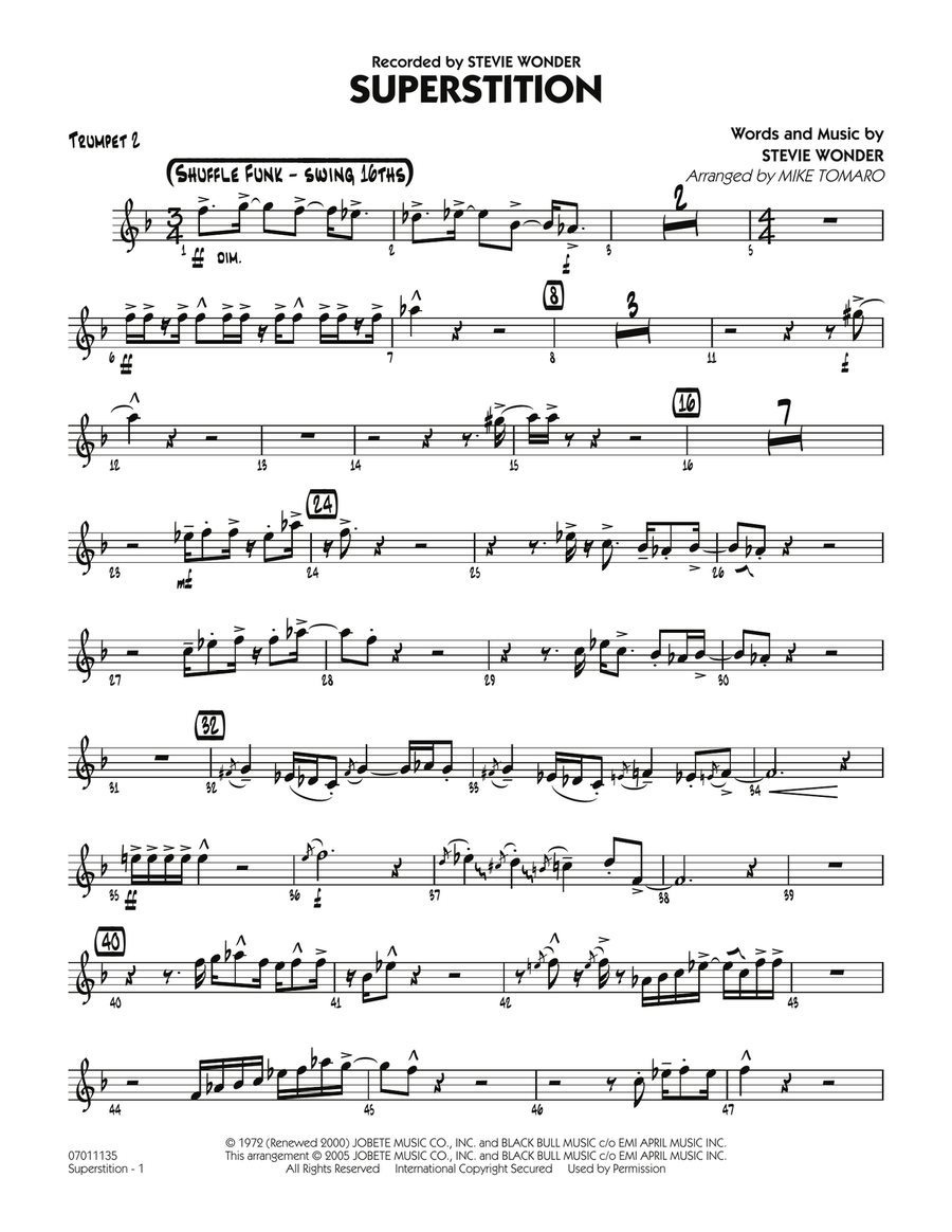 Superstition - Trumpet 2 Jazz Ensemble scores gallery preview page 1