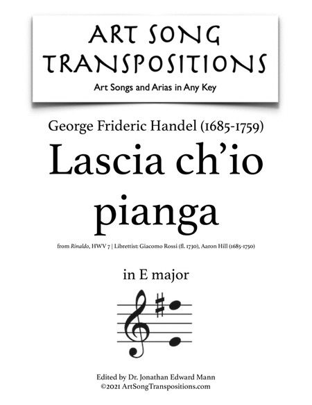 HANDEL: Lascia ch'io pianga (transposed to E major)