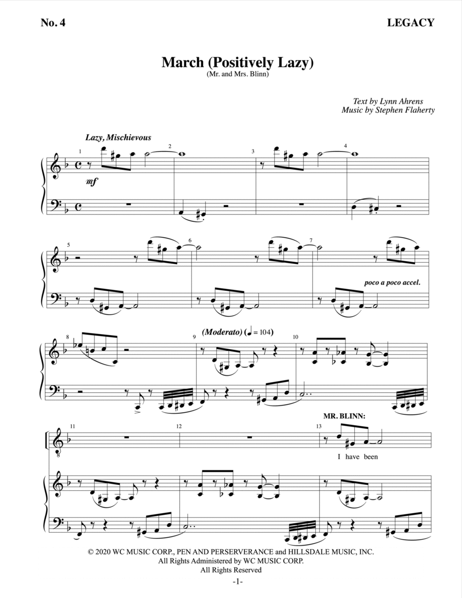 March (Positively Lazy) Piano, Vocal scores gallery preview page 1