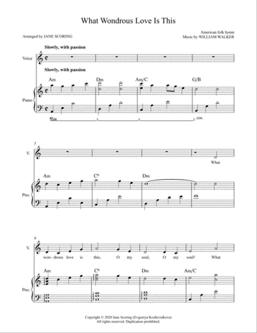 What Wondrous Love is This (voice and piano) Piano, Vocal, Guitar scores gallery preview page 2