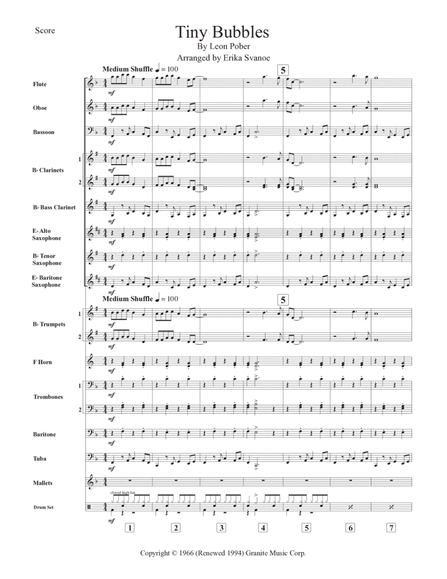 Tiny Bubbles Concert Band scores gallery preview page 1