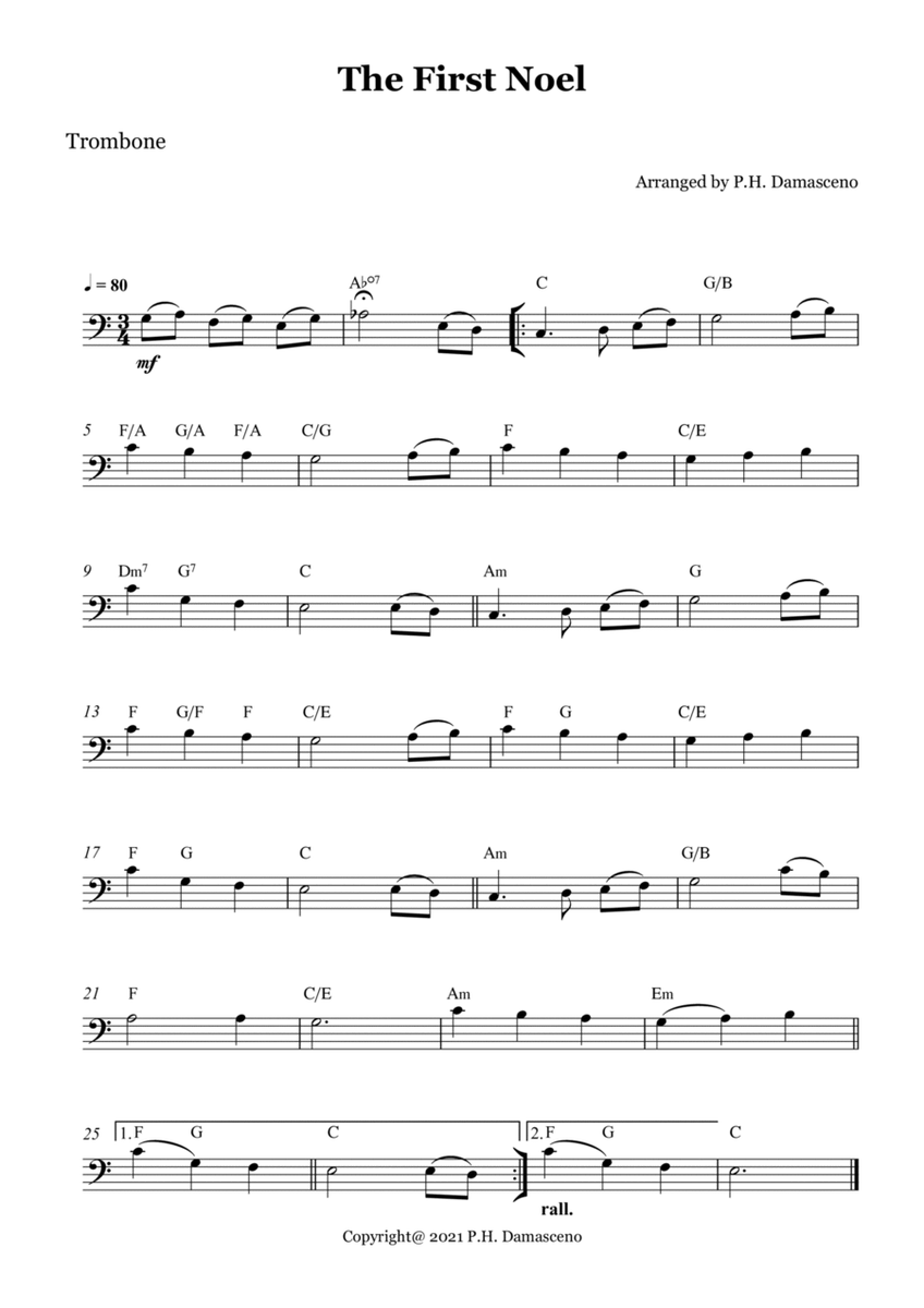 The First Noel - Trombone Solo with chords image number null