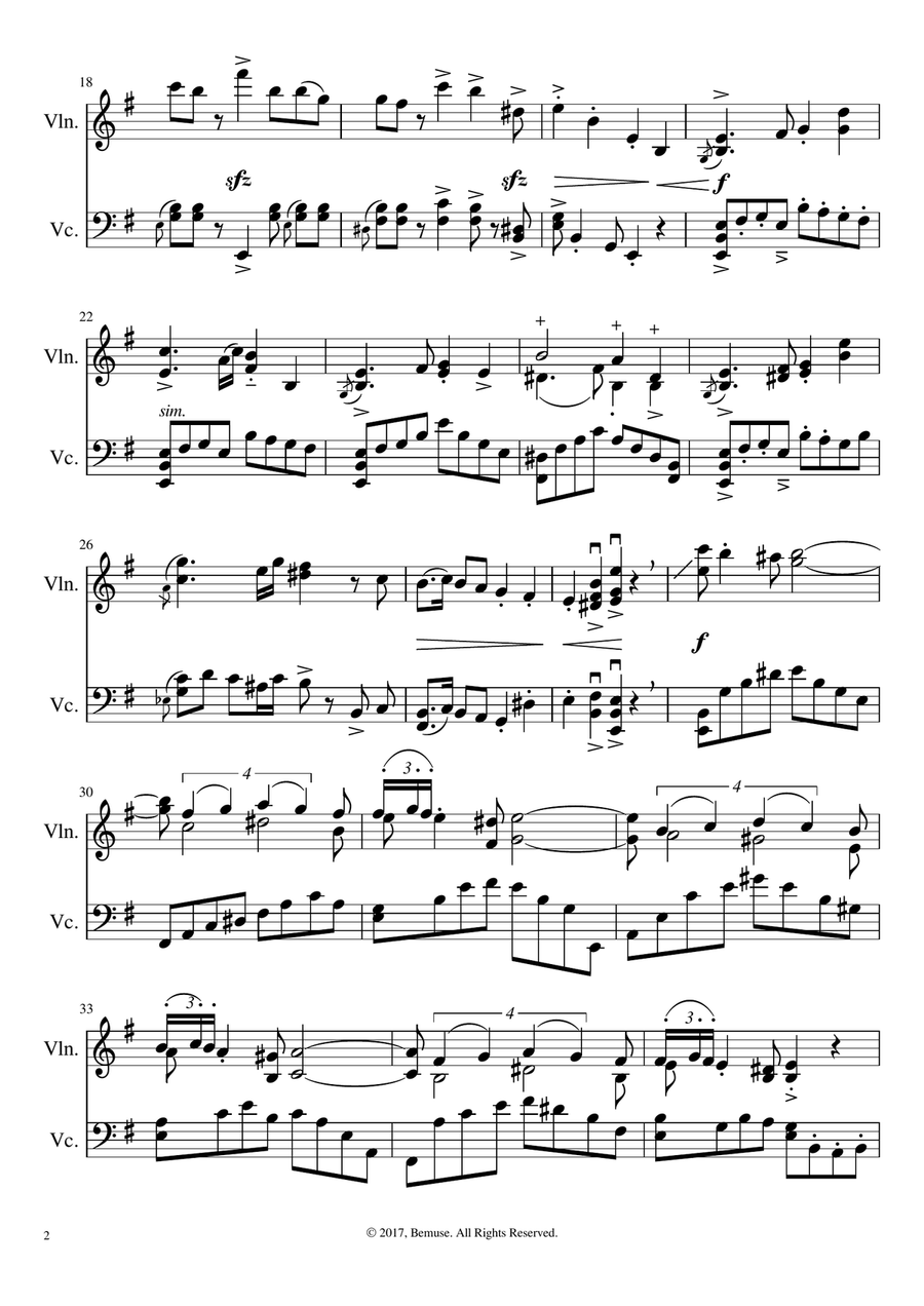 Tango for Violin and Cello Cello scores gallery preview page 2
