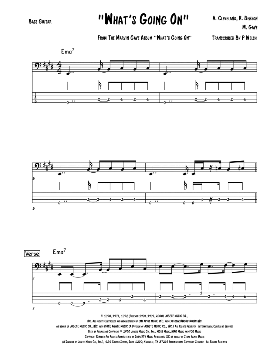 What's Going On Bass Guitar scores gallery preview page 1