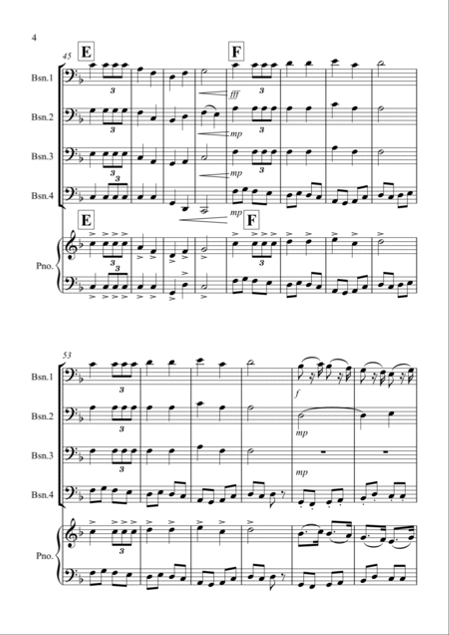 March (fantasia from the Nutcracker) for Bassoon Quartet Bassoon Quartet scores gallery preview page 4