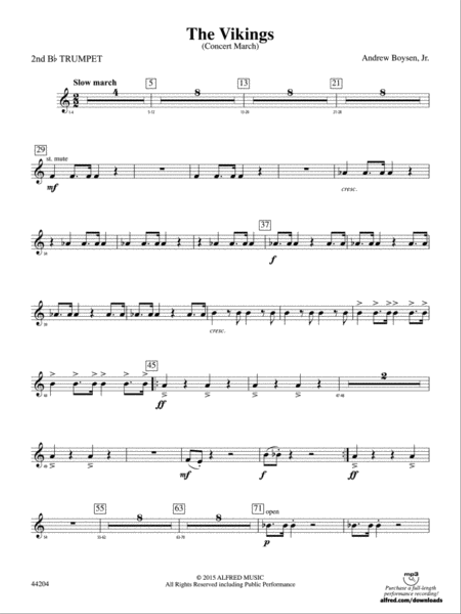 The Vikings: 2nd B-flat Trumpet Concert Band scores gallery preview page 1