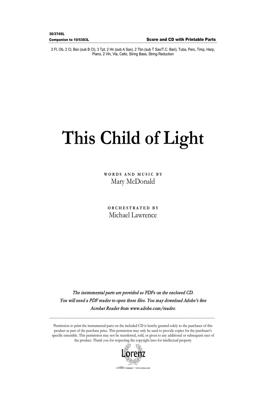 This Child of Light - Orchestral Score and Parts (Digital Download) Full Orchestra scores gallery preview page 1