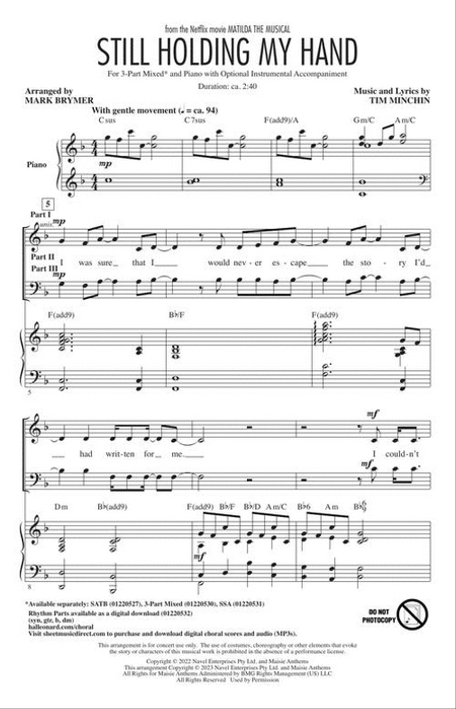 Still Holding My Hand 3-Part scores gallery preview page 3