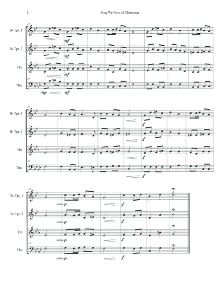 Sing We Now of Christmas for Brass Quartet Brass Quartet scores gallery preview page 2