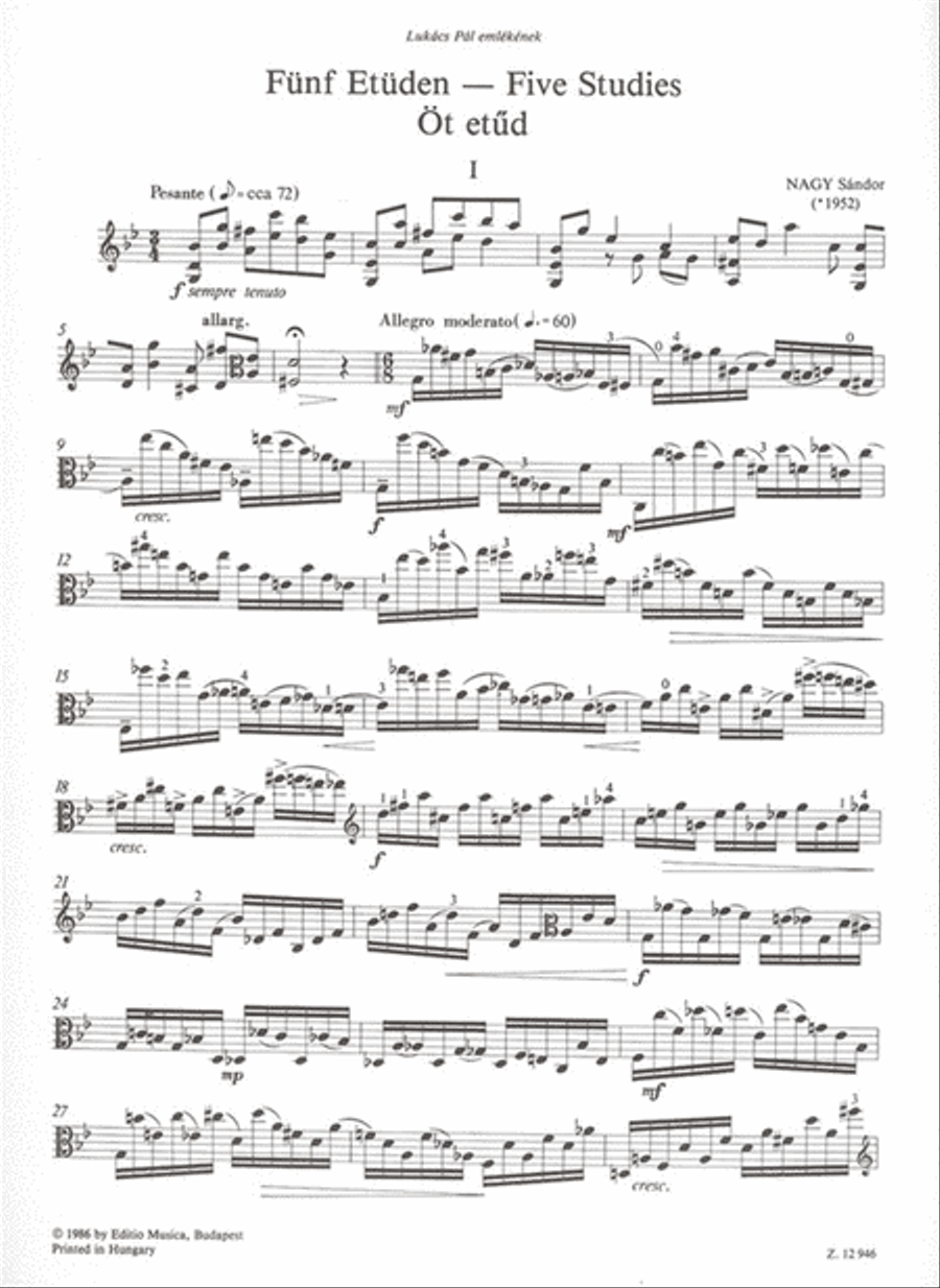 Fünf Etüden Viola Solo scores gallery preview page 2