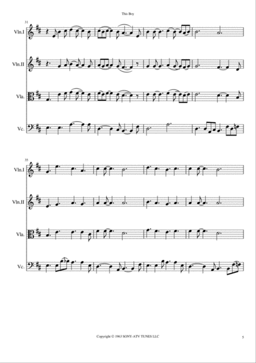 This Boy (ringo's Theme) String Quartet scores gallery preview page 6
