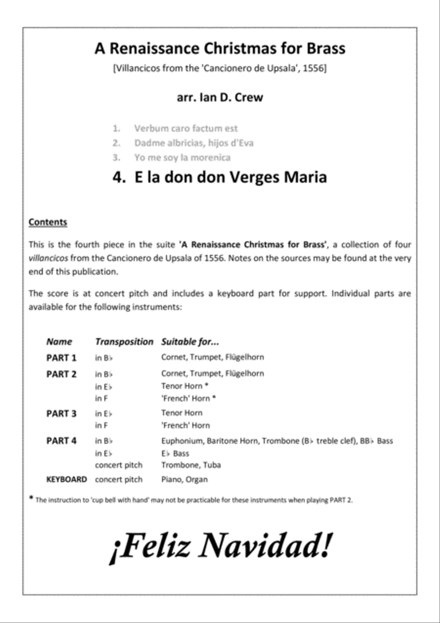 E la don don Verges Maria Brass Ensemble scores gallery preview page 2