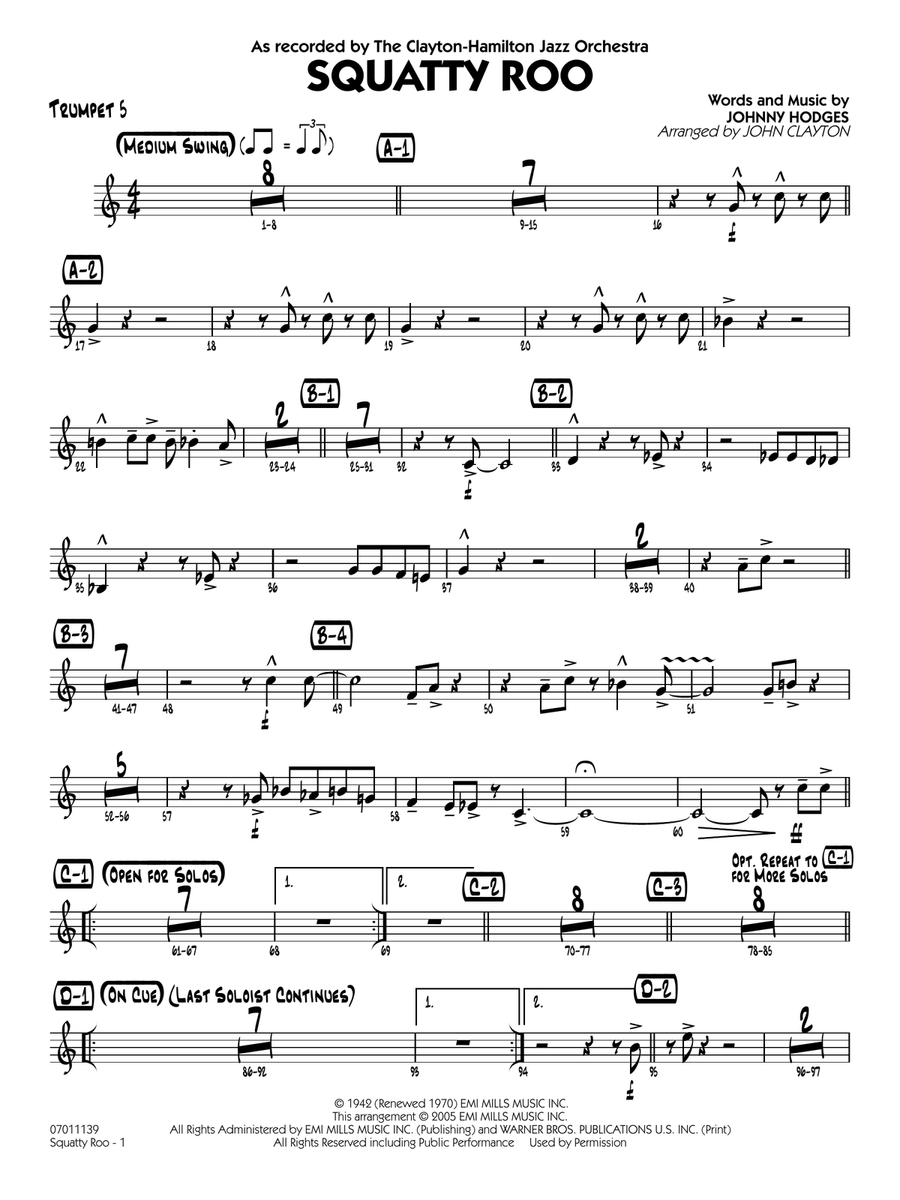 Squatty Roo (arr. John Clayton) - Trumpet 5