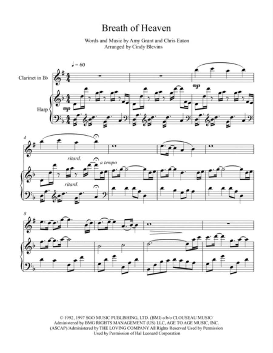 Breath Of Heaven (Mary's Song) Clarinet scores gallery preview page 2