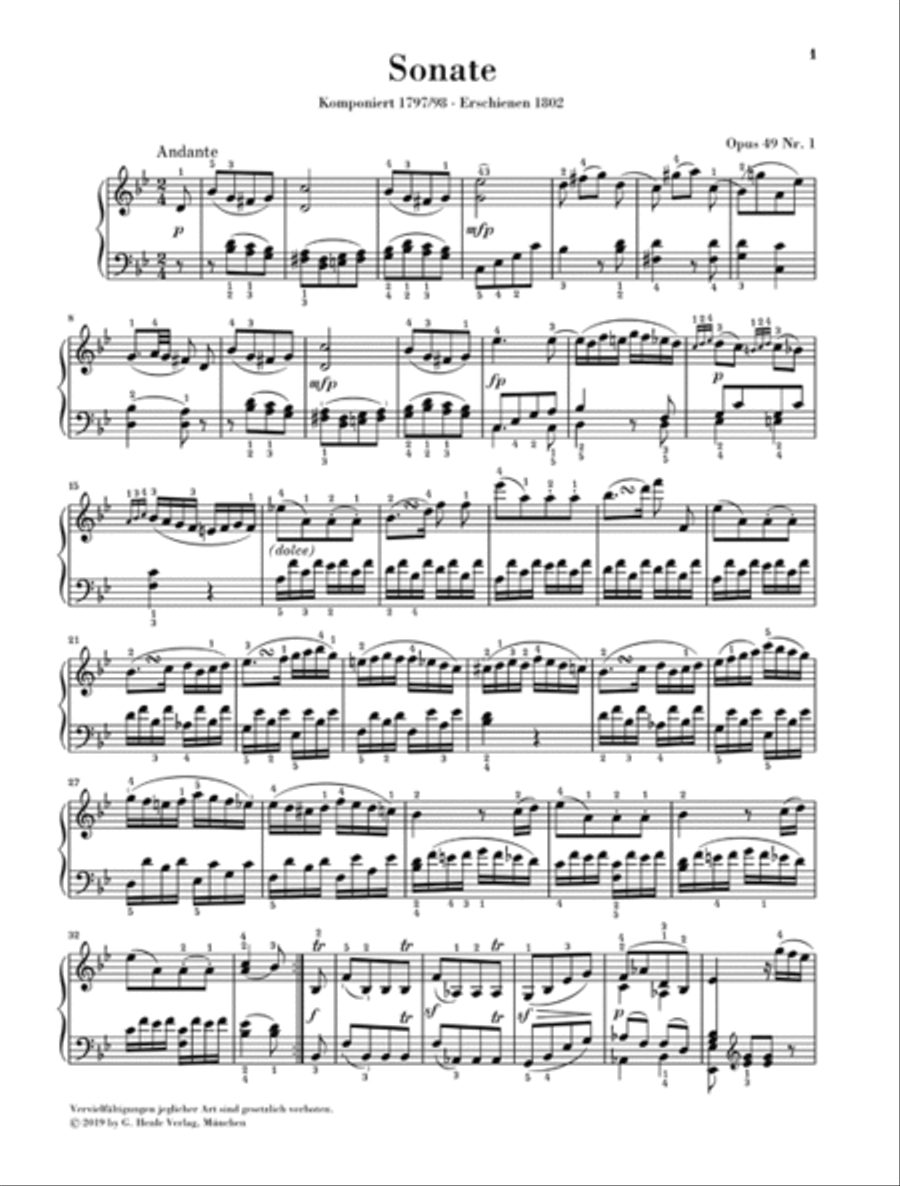Two Easy Piano Sonatas Nos. 19 and 20, Op. 49 Easy Piano scores gallery preview page 2