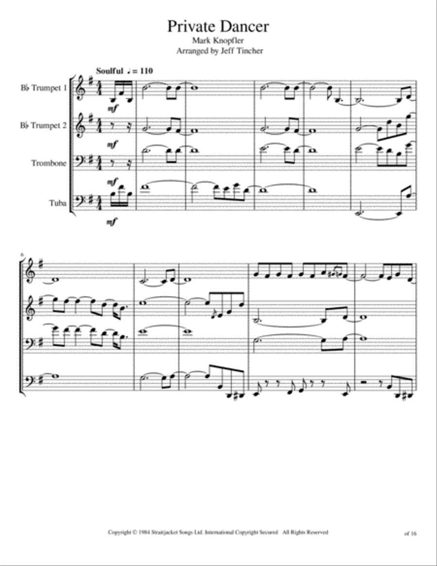Private Dancer Brass Ensemble scores gallery preview page 2