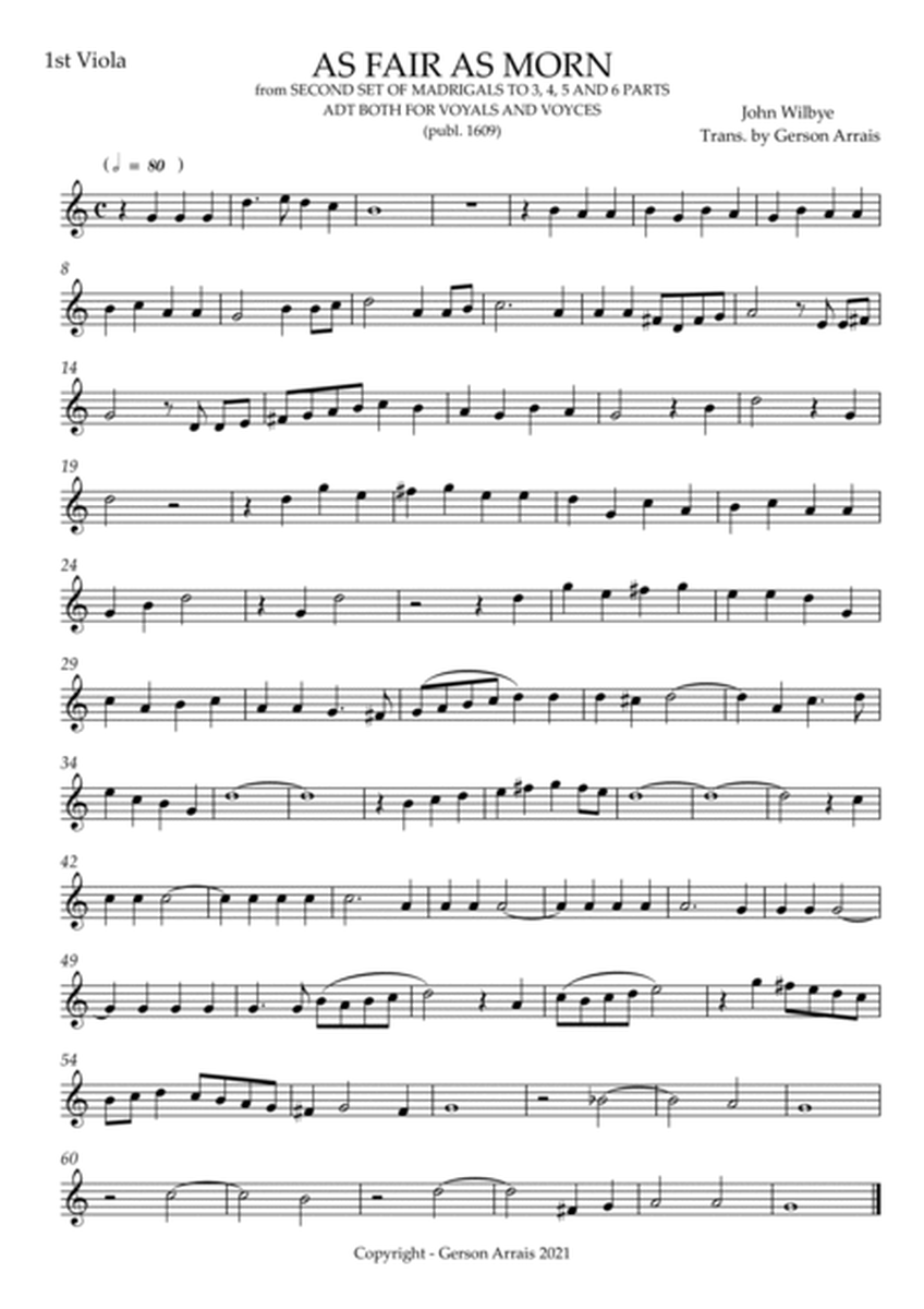 AS FAIR AS MORN - John Wilbye - Viola trio - Score and Parts image number null