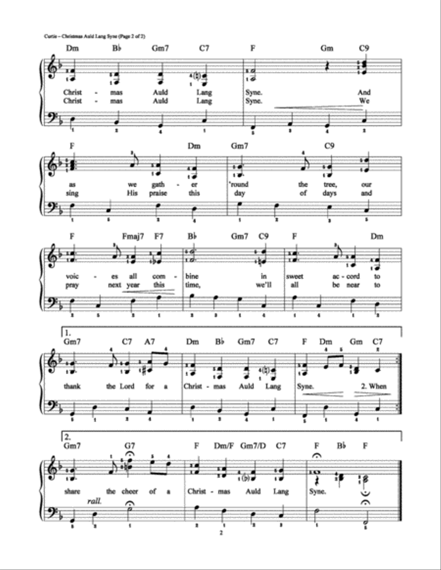 Christmas Auld Lang Syne Easy Piano scores gallery preview page 2