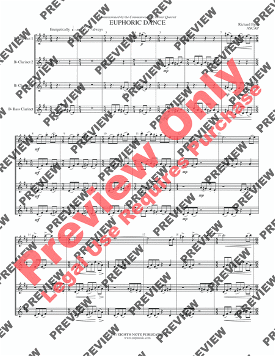 Euphoric Dance Clarinet Quartet scores gallery preview page 3