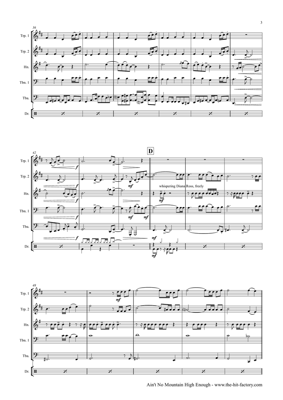 Ain't No Mountain High Enough Brass Ensemble scores gallery preview page 3