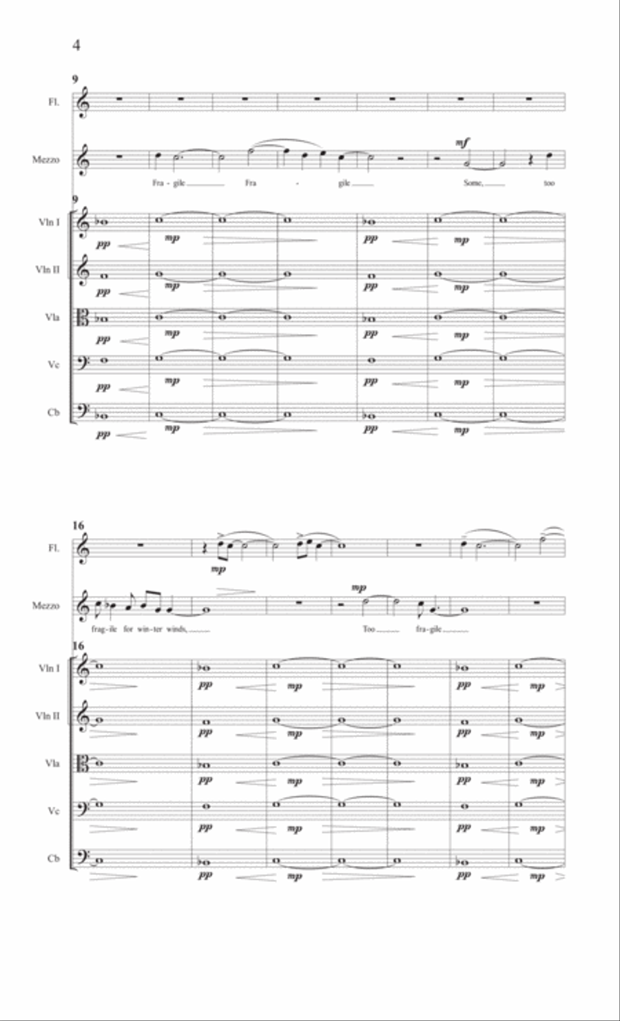Fragile [Mezzo, Flute, String Orchestra] String Orchestra scores gallery preview page 4