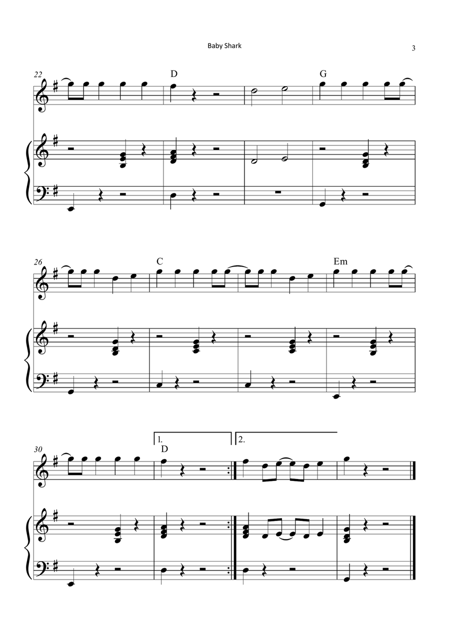 Baby Shark Chamber Music scores gallery preview page 3