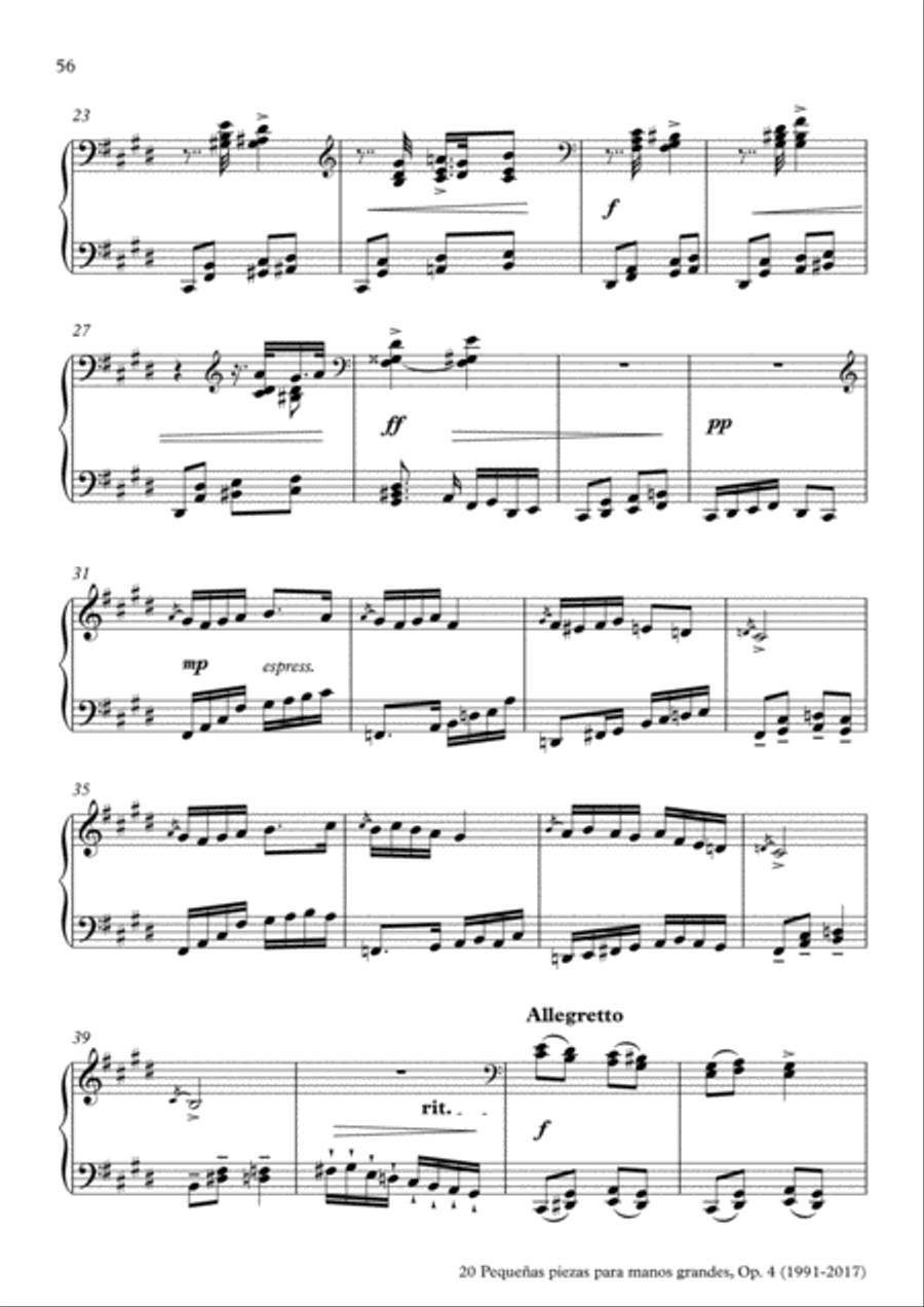 20 Piezas, Op. 4 (2017) No. 14. Oda Piano Solo scores gallery preview page 3