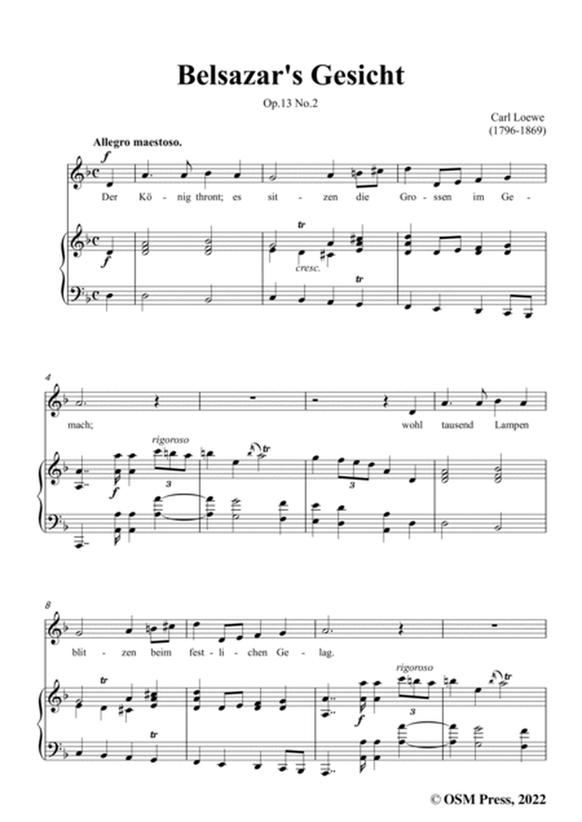 Loewe-Belsazar's Gesicht,in d minor,Op.13 No.2,from Hebräische Gesänge III,for Voice and Piano