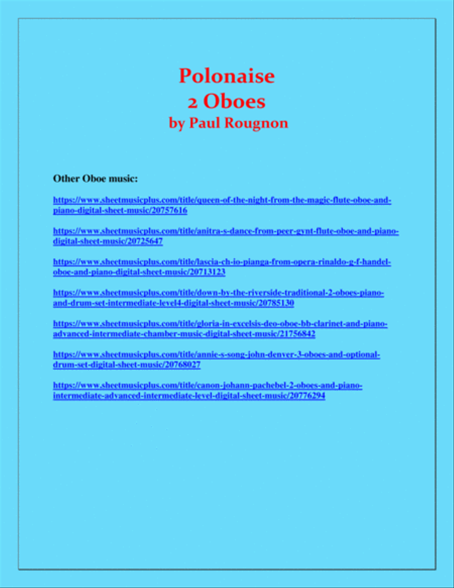 Polonaise de Concert - Paul Rougnon - for 2 Oboes Duet Woodwind Duet scores gallery preview page 3