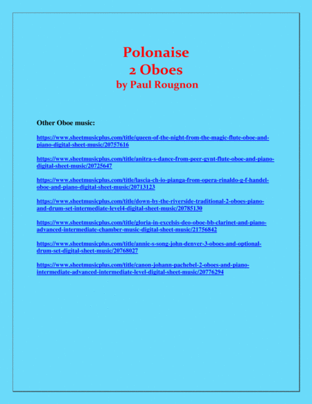 Polonaise de Concert - Paul Rougnon - for 2 Oboes Duet image number null
