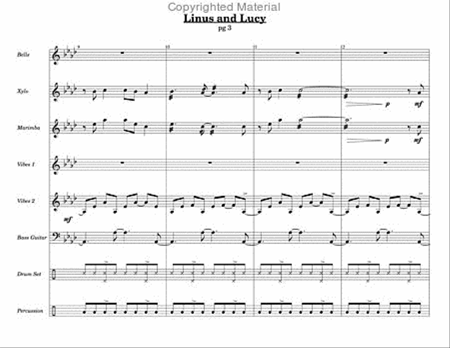 Linus and Lucy Linus and Lucy Percussion Ensemble scores gallery preview page 4