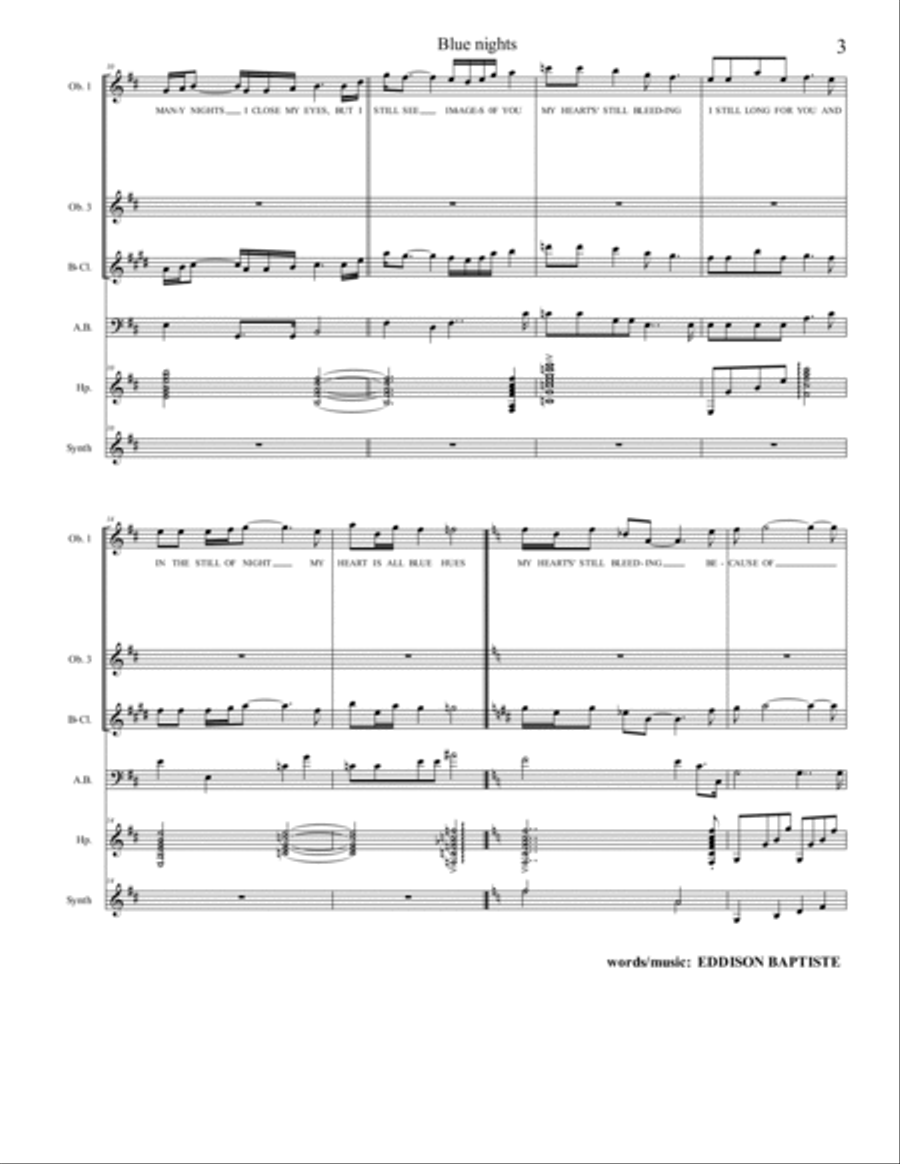 My hearts' still bleeding - blue nights Small Ensemble scores gallery preview page 3
