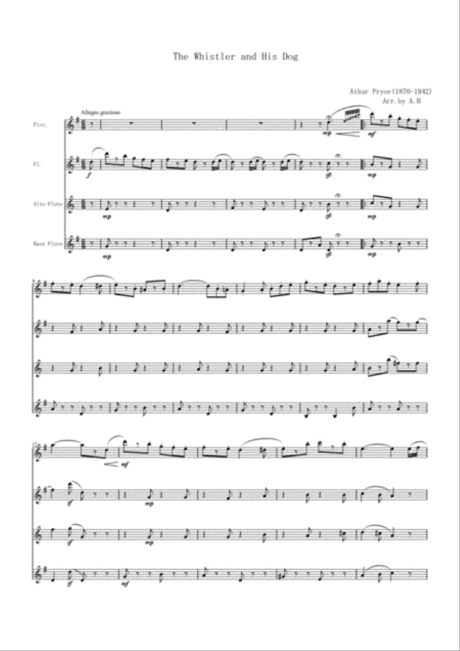 The whistler and His dog Flute Quartet scores gallery preview page 1