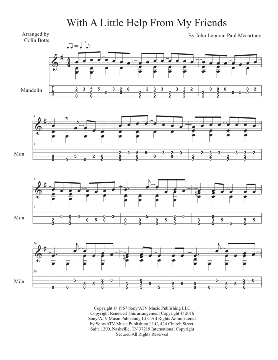 With A Little Help From My Friends Mandolin scores gallery preview page 1