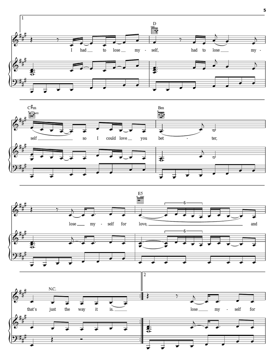 Lose Myself Piano, Vocal, Guitar scores gallery preview page 5