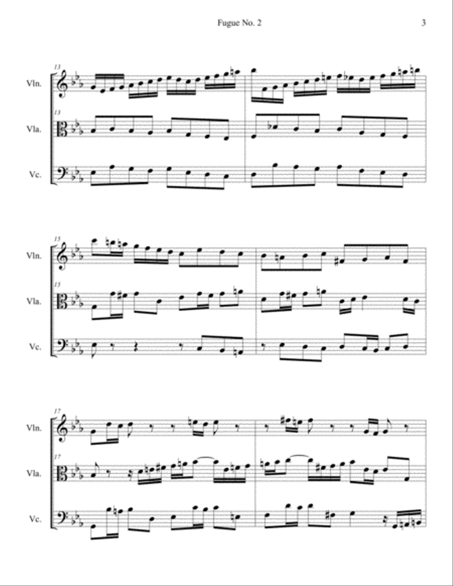Bach - Fugue No. 2 in C minor, BWV 847 String Trio scores gallery preview page 3