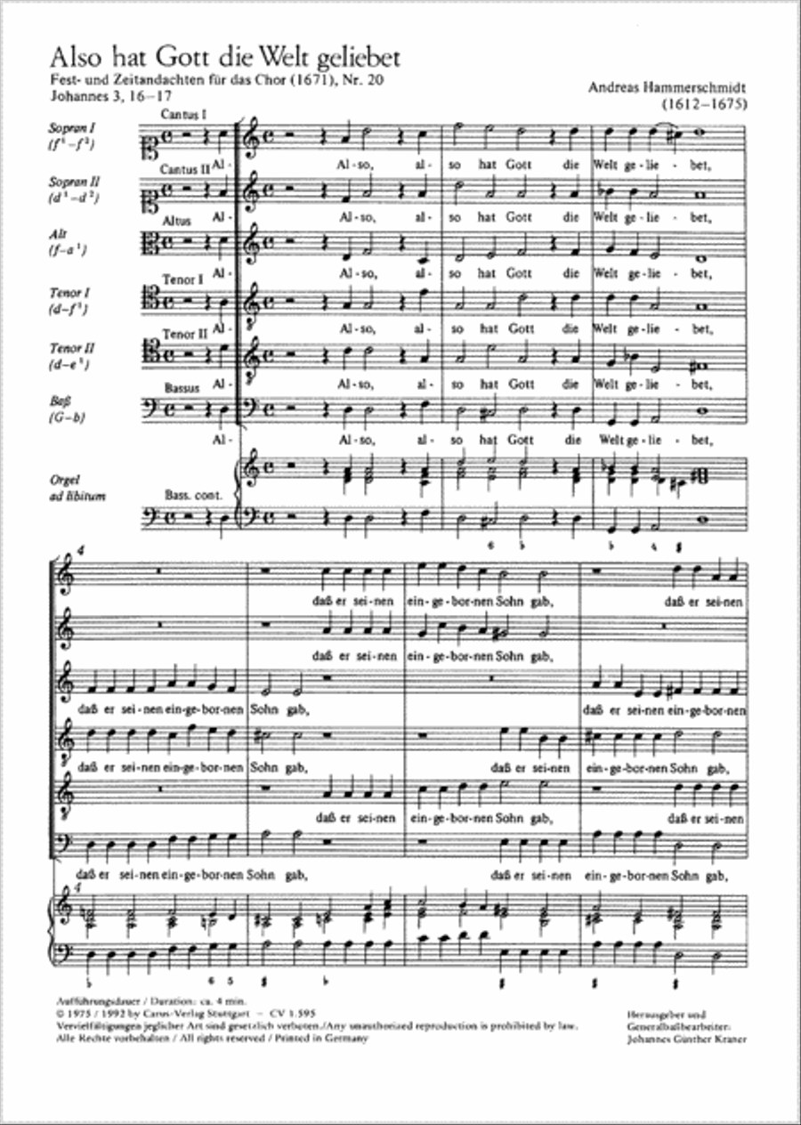 So greatly God esteemed the world (Also hat Gott die Welt geliebt) Choir scores gallery preview page 1