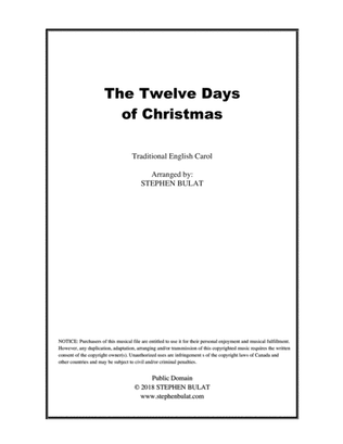 The Twelve Days of Christmas - Lead sheet (melody, lyrics & chords) in key of F
